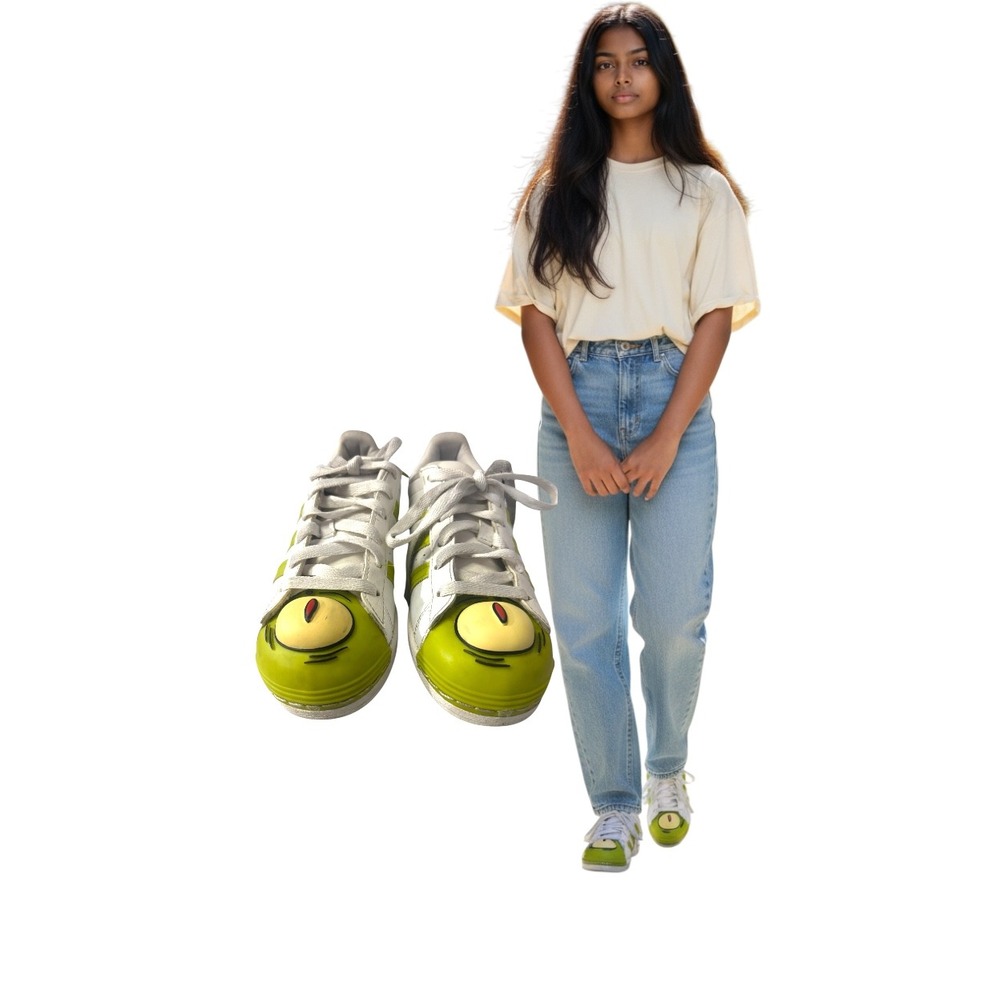 Adidas Superstar The Simpsons Bart Simpson Eyes Green White‎ Kid Shoes Size 4.5